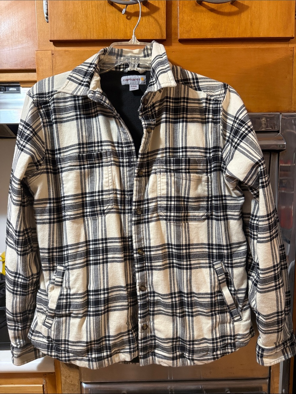 Carhartt Cream & Black Plaid Lightweight Work Jacket